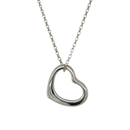 9ct White Gold Open Heart 20" Necklace