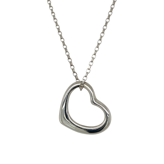 9ct White Gold Open Heart 20" Necklace