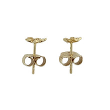 Load image into Gallery viewer, 9ct Gold &amp; Green Stone Clogau Leaf Stud Earrings
