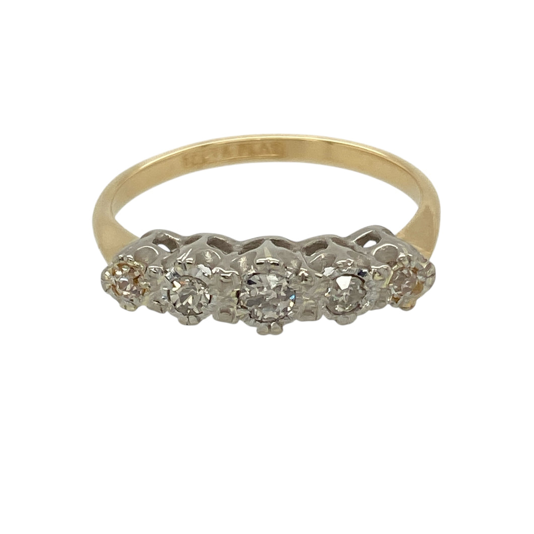 18ct Gold & Platinum Diamond Set Five Stone Ring