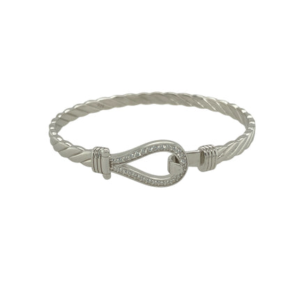 New Solid 925 Silver & Cubic Zirconia Children's Horseshoe Bangle