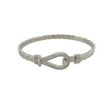 Load image into Gallery viewer, New Solid 925 Silver &amp; Cubic Zirconia Children&#39;s Horseshoe Bangle

