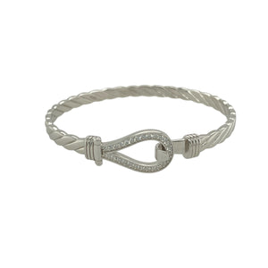 New Solid 925 Silver & Cubic Zirconia Children's Horseshoe Bangle