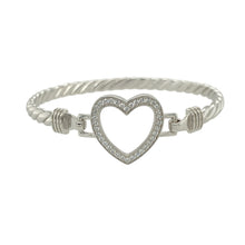 Load image into Gallery viewer, New Solid 925 Silver &amp; Cubic Zirconia Children&#39;s Open Heart Bangle
