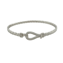Load image into Gallery viewer, New Solid 925 Silver &amp; Cubic Zirconia Horseshoe Bangle
