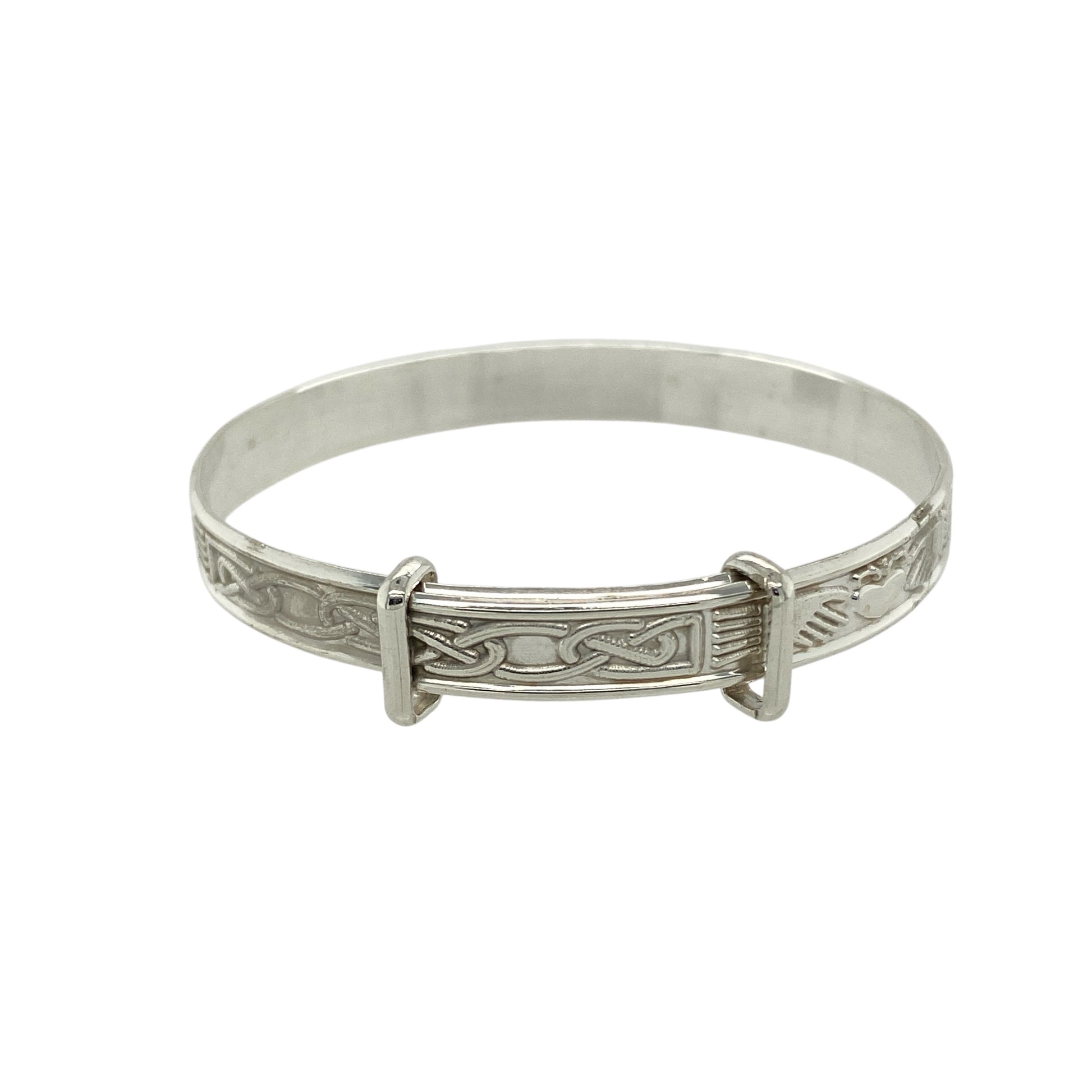 New 925 Silver Claddagh Patterned Baby Expander Bangle