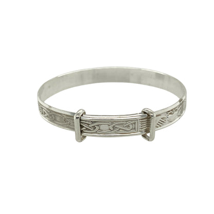 New 925 Silver Claddagh Patterned Baby Expander Bangle