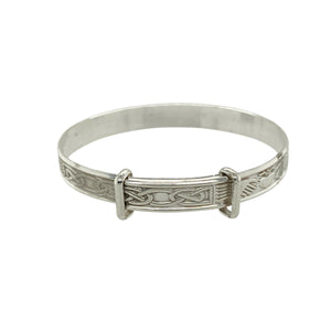 New 925 Silver Claddagh Patterned Baby Expander Bangle