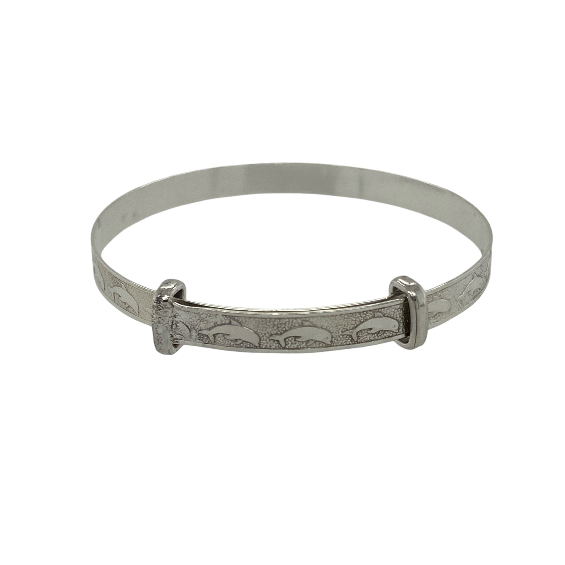 New 925 Silver Dolphin Patterned Baby Expander Bangle