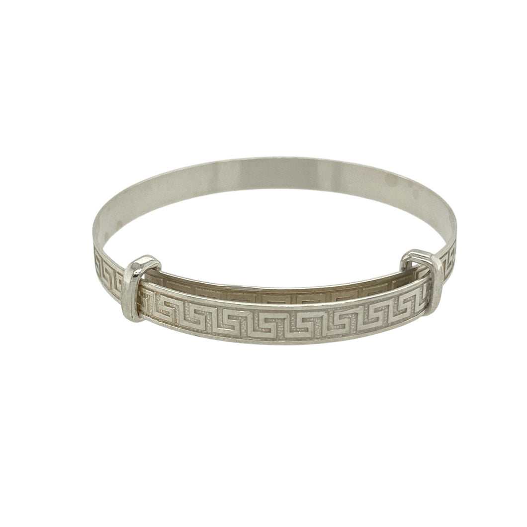 New 925 Silver Greek Key Patterned Baby Expander Bangle