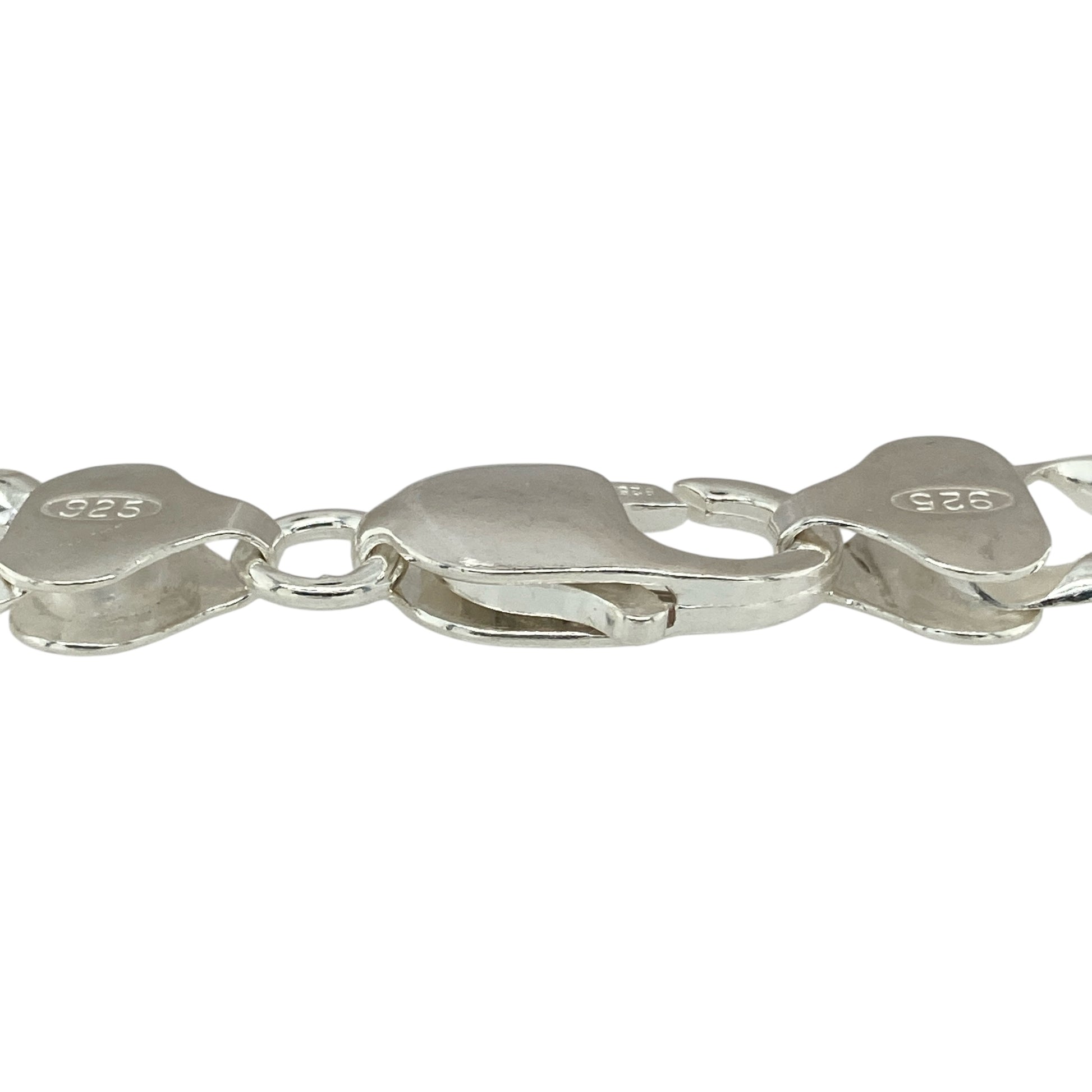 Bring bold impact and timeless design to your jewellery collection with this new 925 solid silver 8.75" curb bracelet—a substantial piece with classic curb links and a polished, masculine finish.

Design: This bracelet features a traditional curb link design with a wide 11mm link width, offering a strong and confident look with clean lines.
Material: Made from solid 925 sterling silver, the high-polish finish provides a bright, sleek shine that enhances its bold styling.
