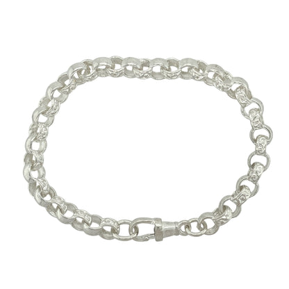 New 925 Silver 7.5" Patterned Engraved Belcher Bracelet