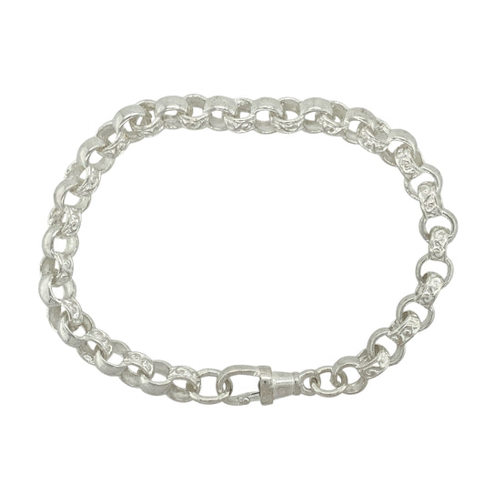 New 925 Silver 7.5" Patterned Engraved Belcher Bracelet