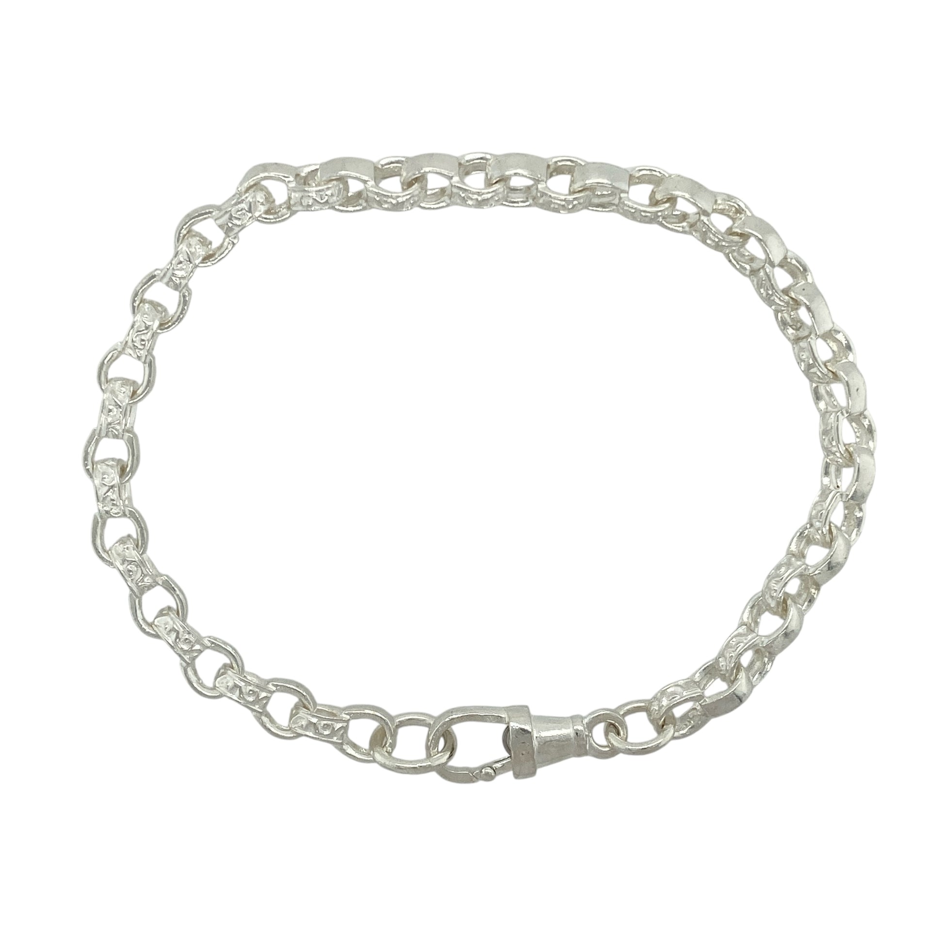 New 925 Silver 7.5" Patterned Engraved Belcher Bracelet