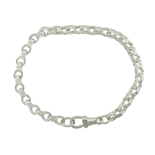 New 925 Silver 7.5" Patterned Engraved Belcher Bracelet