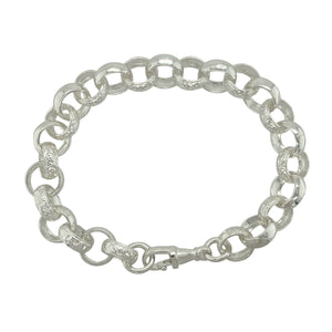 New 925 Silver 8.5" Patterned Engraved Belcher Bracelet