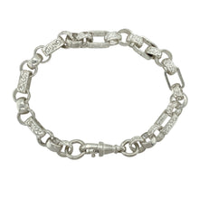 Load image into Gallery viewer, New 925 Silver 8.5&quot; Patterned Engraved Gypsy Style Bracelet
