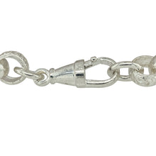 Load image into Gallery viewer, Bring refined detail and bold vintage style to your jewellery collection with this new 925 silver 8.5&quot; patterned engraved gypsy link bracelet—a substantial piece with classic elegance and intricate craftsmanship.

Design: Featuring 5mm wide gypsy links, the bracelet alternates between polished plain links and engraved patterned links, creating a timeless and eye-catching contrast.

