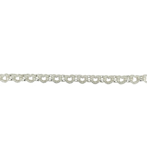 New 925 Silver 7.5" Patterned Open Heart Link Bracelet