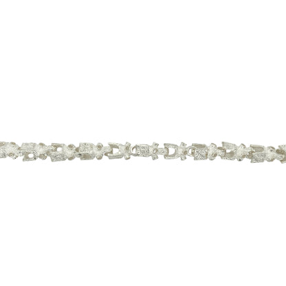 New 925 Silver 8" Patterned Lego Link Bracelet