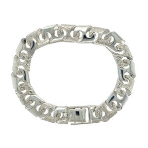 New 925 Silver 8.5" Patterned Bali Link Bracelet