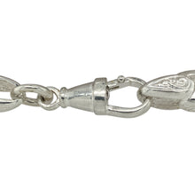 Load image into Gallery viewer, Bring natural elegance and detailed design to your jewellery collection with this new 925 silver 7.5&quot; patterned tulip link bracelet—a graceful piece with botanical inspiration and timeless appeal.

Design: Featuring 9mm wide tulip-shaped links with intricate patterning, this bracelet blends floral form with textured detailing for a refined and decorative look.
Material: Made from solid 925 sterling silver, the polished finish highlights the engraved link work and adds a soft, radiant shine.

