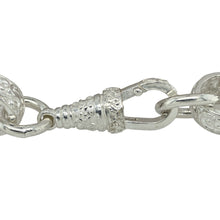 Load image into Gallery viewer, Bring bold elegance and classic engraving to your jewellery collection with this new 925 silver 9.5&quot; patterned engraved belcher bracelet—a substantial piece with timeless detail and strong presence.

Design: Featuring 15mm wide belcher links with intricate engraving, this bracelet offers a refined take on a traditional style with added texture and depth.

