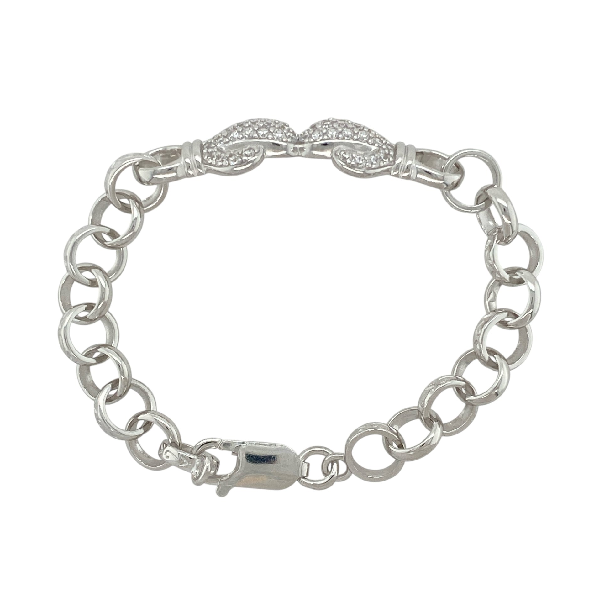 New 925 Silver & Cubic Zirconia Set Boxing Glove 5" Children's Bracelet