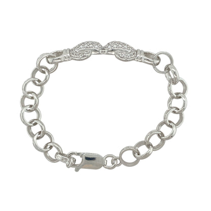 New 925 Silver & Cubic Zirconia Set Boxing Glove 5" Children's Bracelet