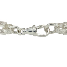 Load image into Gallery viewer, Bring vintage sparkle and ornate detail to your jewellery collection with this new 925 silver &amp; cubic zirconia set 7.5&quot; gypsy style bracelet—a beautifully styled piece with a touch of old-world charm and brilliance.

Design: Featuring 8mm wide links in a traditional gypsy style with inset cubic zirconia stones, this bracelet blends classic design with elegant shimmer.


