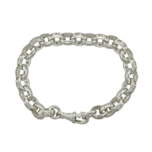 Load image into Gallery viewer, New 925 Silver &amp; Cubic Zirconia Set 8&quot; Patterned Belcher Bracelet
