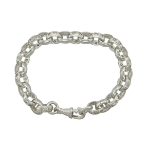 New 925 Silver & Cubic Zirconia Set 8" Patterned Belcher Bracelet