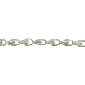 New 925 Silver & Cubic Zirconia Set 8" Tulip Link Bracelet