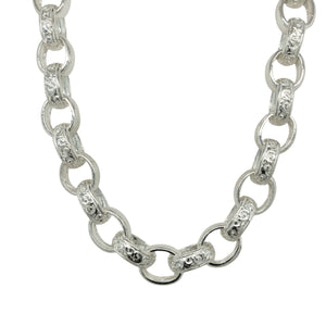 New 925 Silver 26" Patterned Engraved Belcher Chain