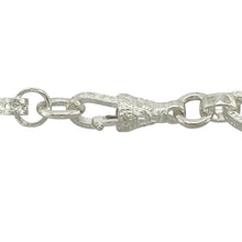 Load image into Gallery viewer, Bring romantic detail and bold silver styling to your jewellery collection with this new 925 silver 22&quot; patterned heart link chain—a standout piece with unique shaping and timeless charm.

Design: Featuring 11mm wide heart-shaped links with patterned detailing, this chain combines bold structure with a soft, romantic twist.
Material: Made from solid 925 sterling silver, the polished and textured finishes enhance the design’s depth and give each heart link a defined, eye-catching look.

