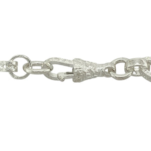 Bring romantic detail and bold silver styling to your jewellery collection with this new 925 silver 22" patterned heart link chain—a standout piece with unique shaping and timeless charm.

Design: Featuring 11mm wide heart-shaped links with patterned detailing, this chain combines bold structure with a soft, romantic twist.
Material: Made from solid 925 sterling silver, the polished and textured finishes enhance the design’s depth and give each heart link a defined, eye-catching look.
