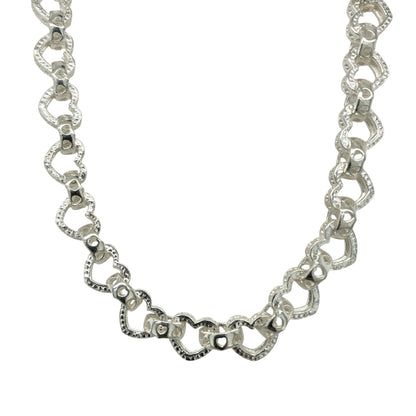 New 925 Silver 26.5" Patterned Heart Link Chain