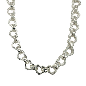 New 925 Silver 26.5" Patterned Heart Link Chain