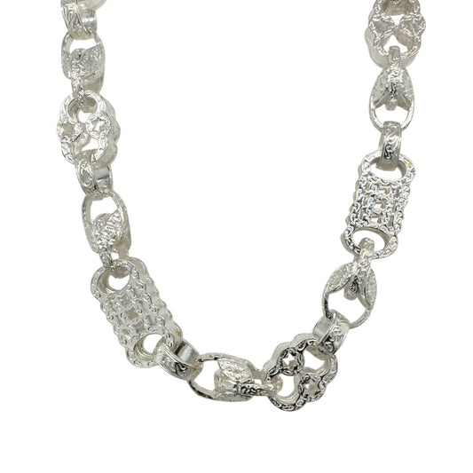 New 925 Silver 26" Patterned Star and Bar Chain
