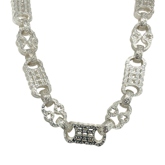 New 925 Silver 24" Patterned Star and Bar Chain