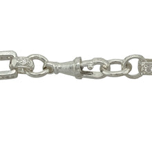 Load image into Gallery viewer, Bring vintage-inspired shine and detailed elegance to your jewellery collection with this new 925 silver &amp; cubic zirconia set 27&quot; patterned gypsy style link chain—a striking piece with timeless charm and added sparkle.

Design: Featuring 8mm wide gypsy-style links with alternating patterns and cubic zirconia accents, this chain combines traditional design with a touch of brilliance.

