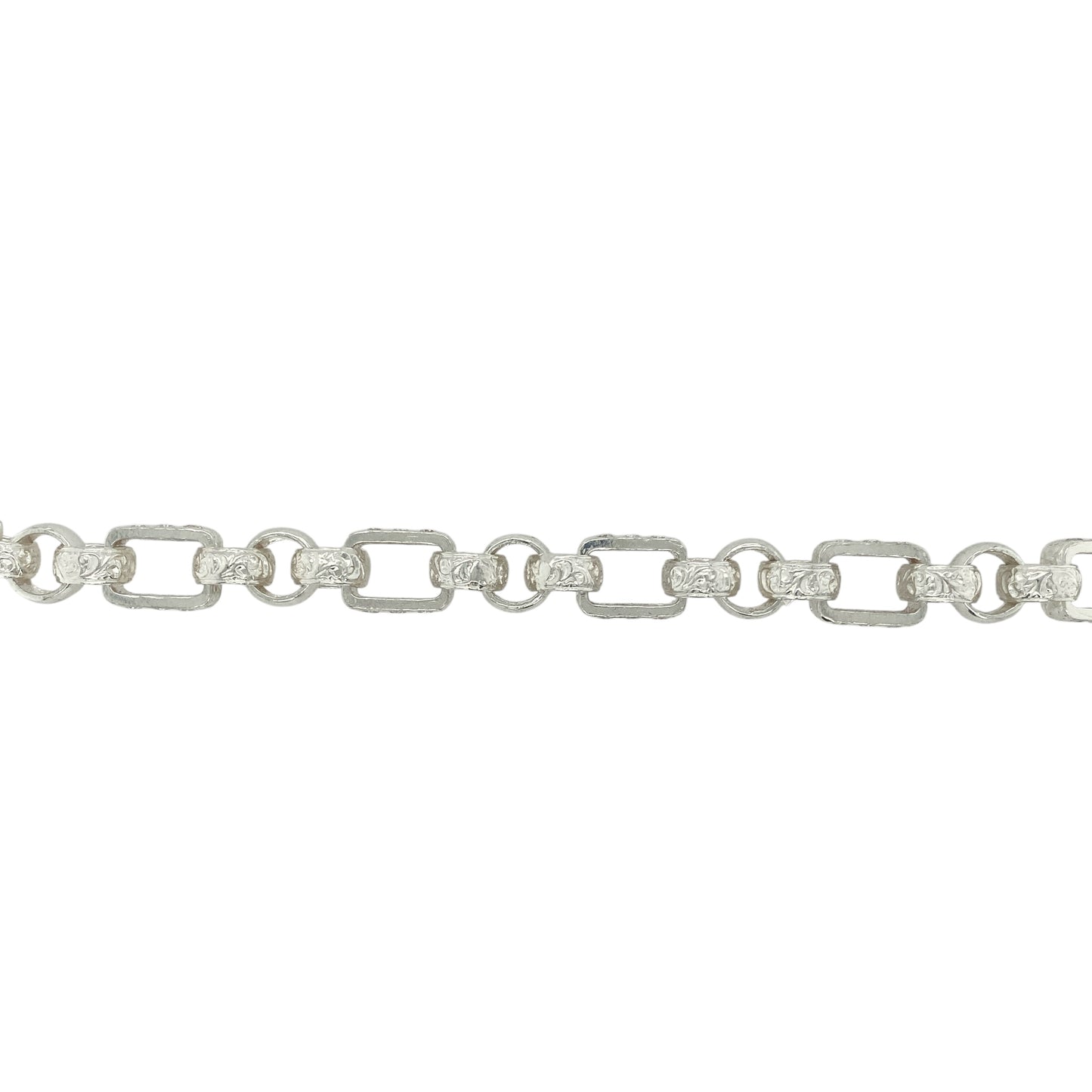 New 925 Silver & Cubic Zirconia Set 24" Patterned Gypsy Style Link Chain