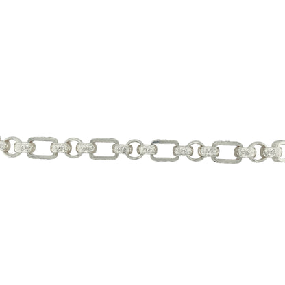 New 925 Silver & Cubic Zirconia Set 24" Patterned Gypsy Style Link Chain