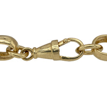 Load image into Gallery viewer, Bring rich contrast and timeless texture to your jewellery collection with this new solid 925 silver heavily 9ct yellow gold plated 9.5&quot; patterned engraved oval link belcher bracelet—a bold piece combining heritage design with a luxurious finish.

Design: Featuring 11mm wide oval belcher links with intricate engraved patterning, this bracelet blends traditional style with the warmth of yellow gold plating.

