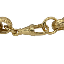 Load image into Gallery viewer, Bring bold elegance and rich texture to your jewellery collection with this new solid 925 silver heavily 9ct yellow gold plated 9&quot; patterned engraved round link belcher bracelet—a statement piece with classic styling and luxurious finish.

Design: Featuring 12mm wide round belcher links with intricate engraved patterning, this bracelet delivers timeless design with added visual depth.

