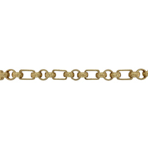New Solid 925 Silver Heavily 9ct Gold Plated 8.5" Patterned Engraved Gypsy Style Link Bracelet