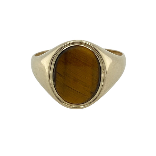 9ct Gold & Tiger's Eye Oval Signet Ring