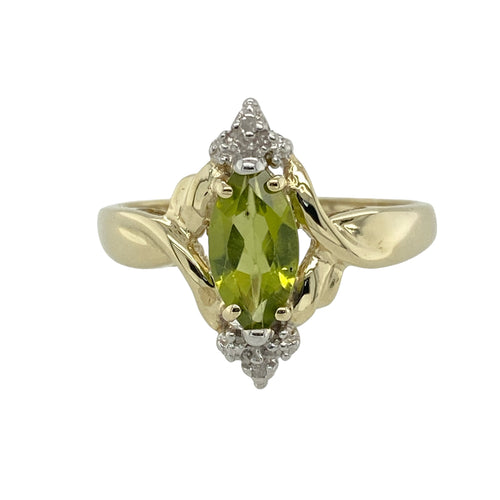 9ct Gold Diamond & Peridot Set Dress Ring