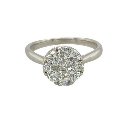 9ct White Gold & Diamond Illusion Set Cluster Ring