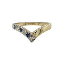 Load image into Gallery viewer, 9ct Gold Diamond &amp; Sapphire Set Wishbone Ring
